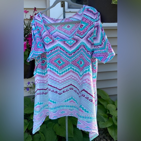 Very Gently Used Women’s Scoop Neck Top No Tags- Best Guess L/XXL, Ties on Sides - Picture 5 of 17